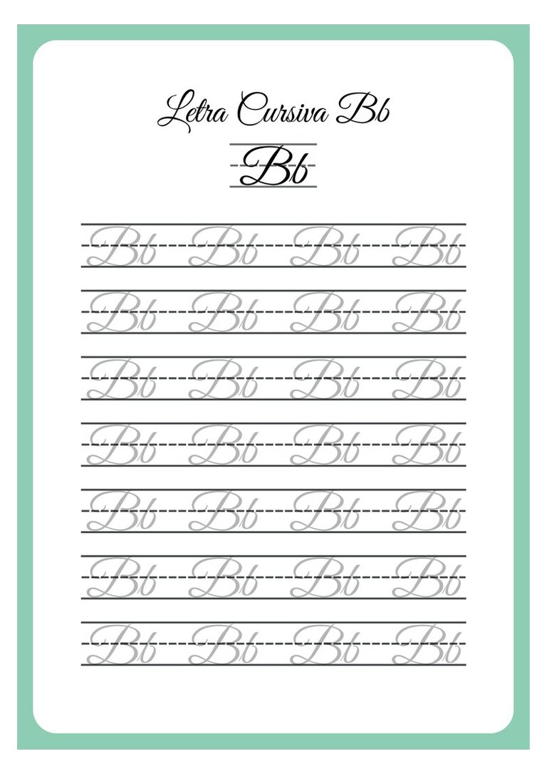 Letra cursiva Bb pontilhada para cobrir