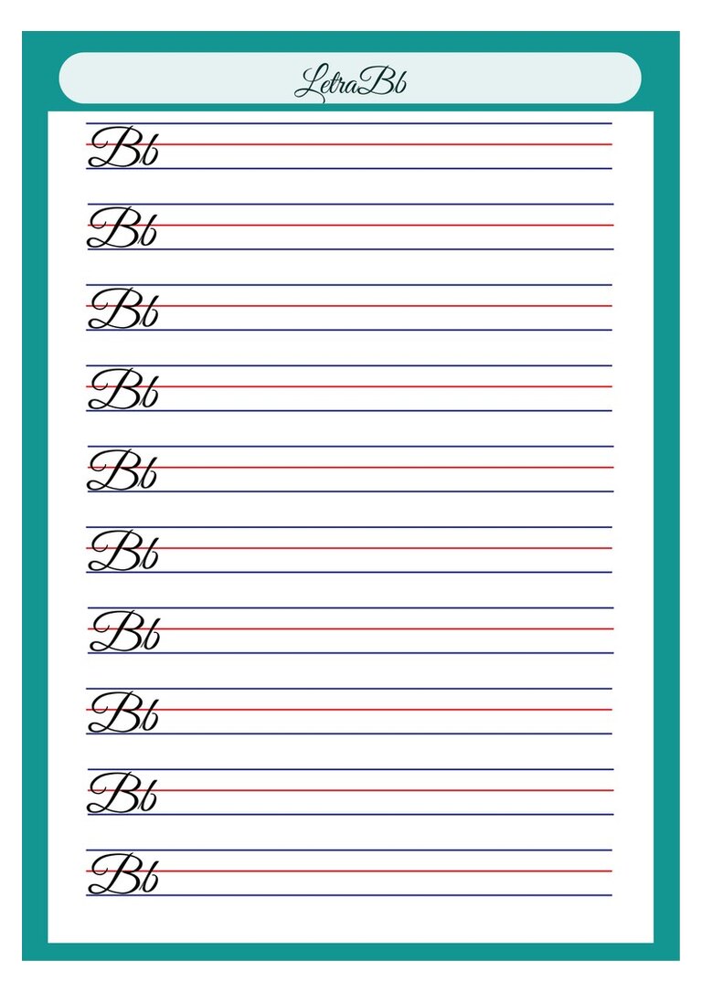 Letra cursiva Bb para copiar no caderno de caligrafia