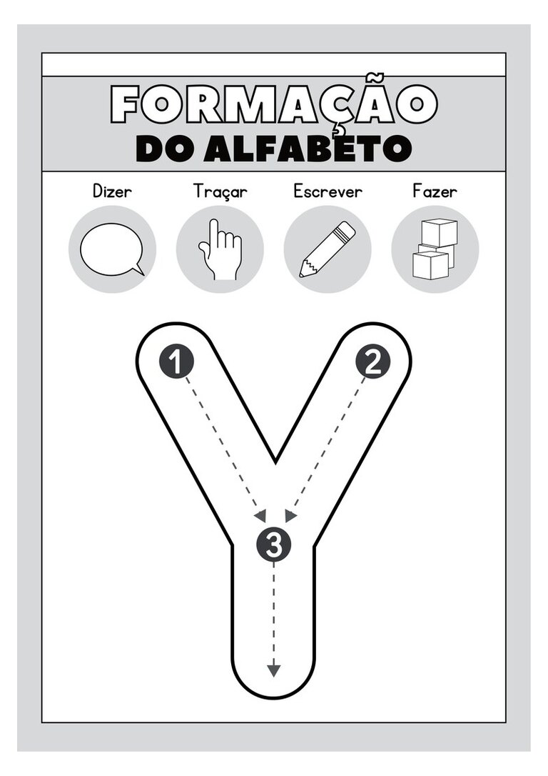 Letra Y maiúscula para colorir e traçar com setas