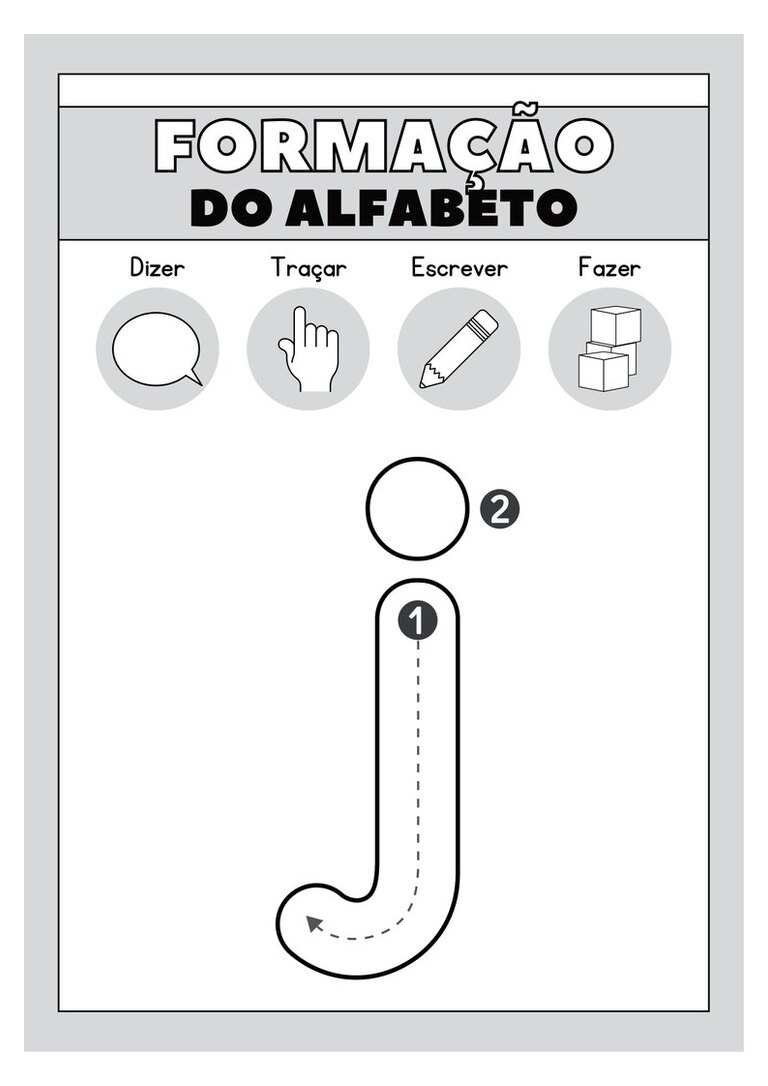 Letra j minúscula para colorir e traçar com setas