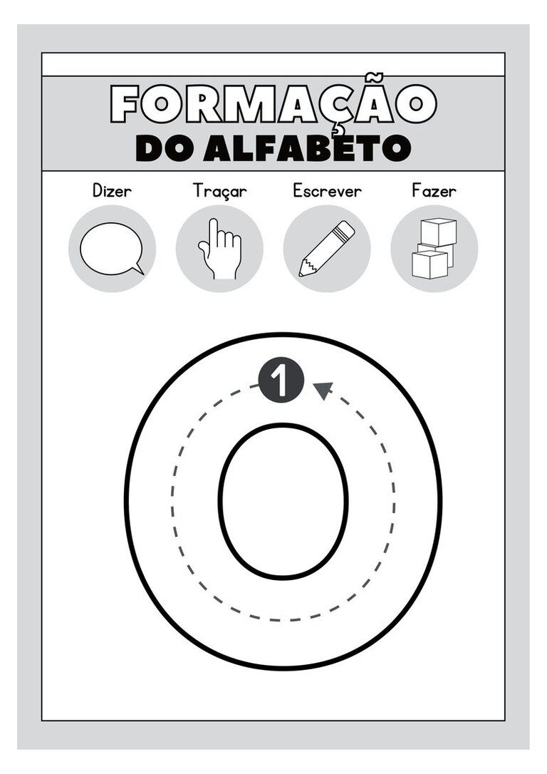 Letra o minúscula para colorir e traçar com setas