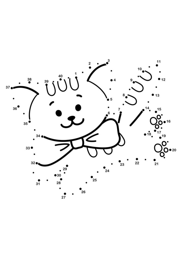 Ligue os pontos: gatinho de gravata-borboleta