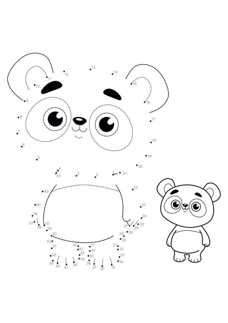 Ligue os pontos: ursinho panda