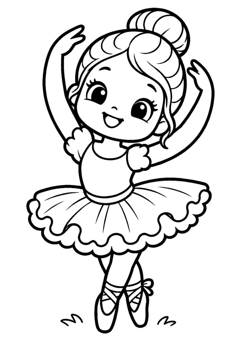 Bailarina de coque com os braços para cima