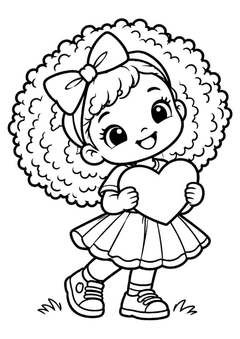 Menina de cabelo black power segurando um coração