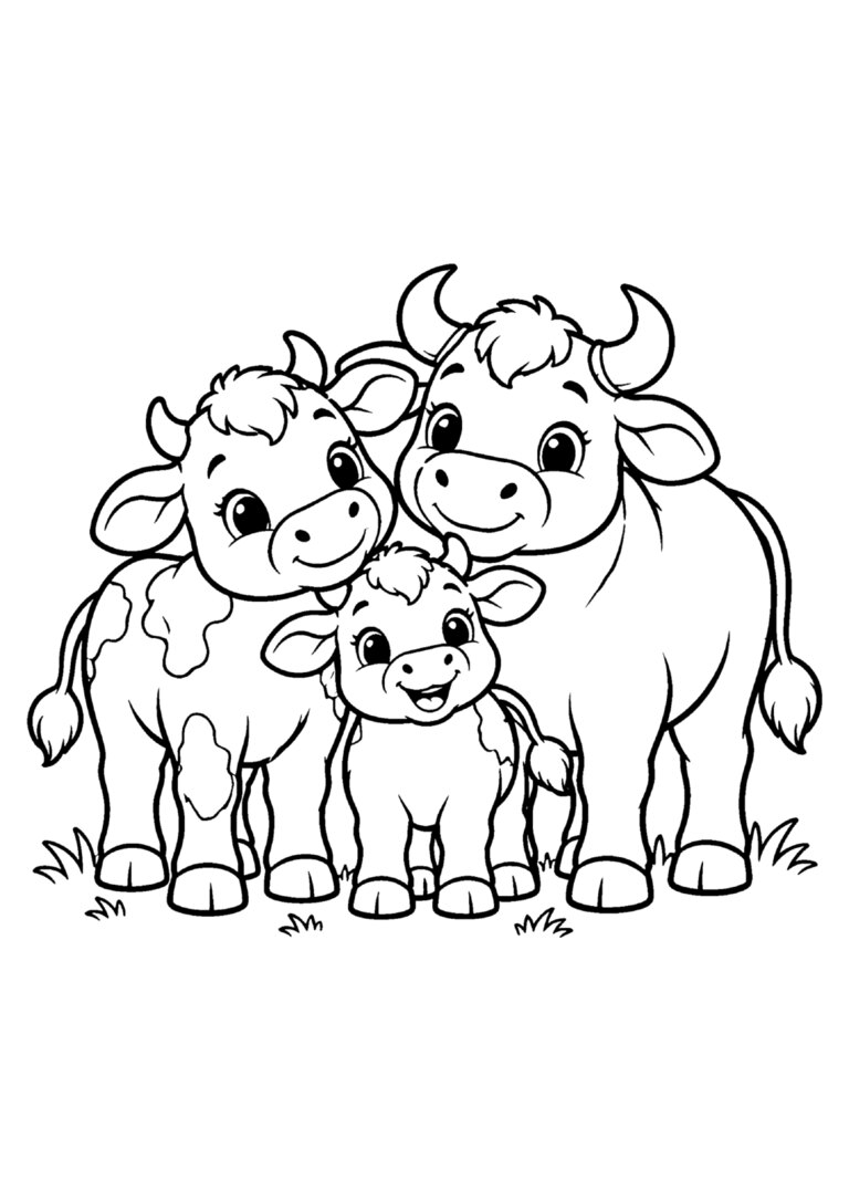 Família de vaca, boi e bezerrinho