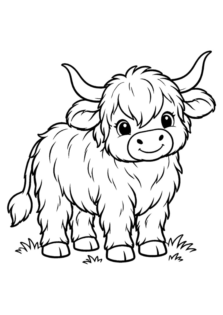 Vaca peluda de chifres compridos