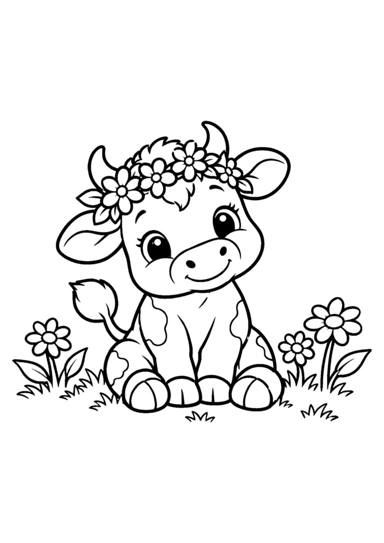 Vaca com coroa de flores no campinho