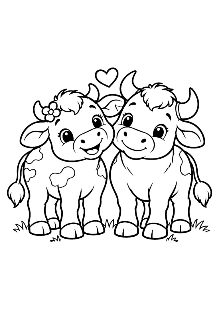 Vaca e boi com um coraçãozinho